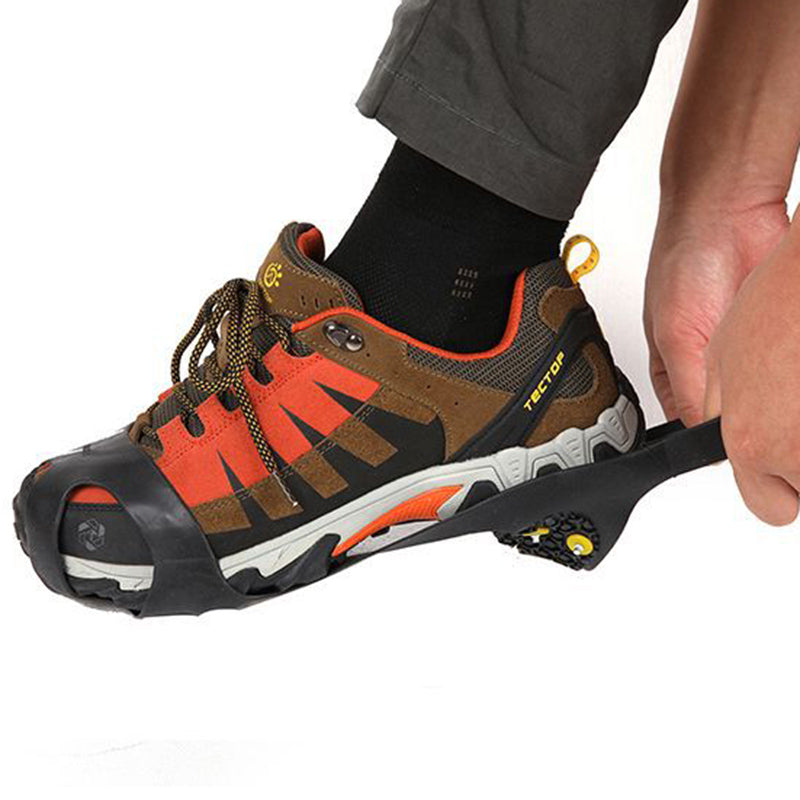 1 Pair L Size(40-42) Outdoor 10 Teeth Anti-slip Crampons Winter Snow Ice Walking Climbing Shoe Covers