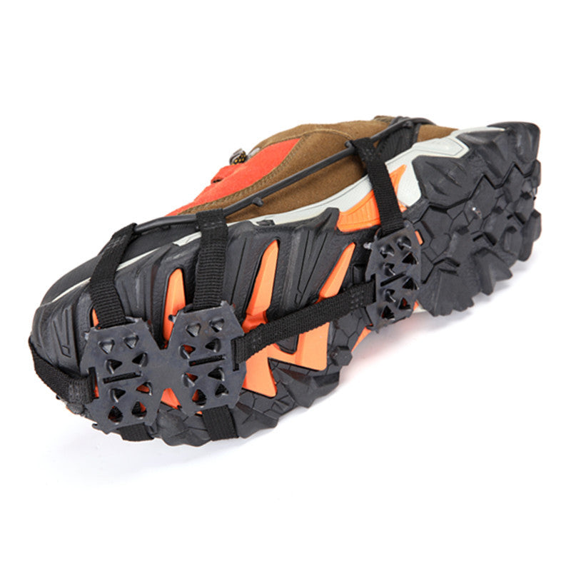 1 Pair 24 Teeth Anti-Slip Ice Grips Gripper Shoes Boot Hiking Ice Climbing Shoe Spikes Crampons Shoes Cover - Black / M