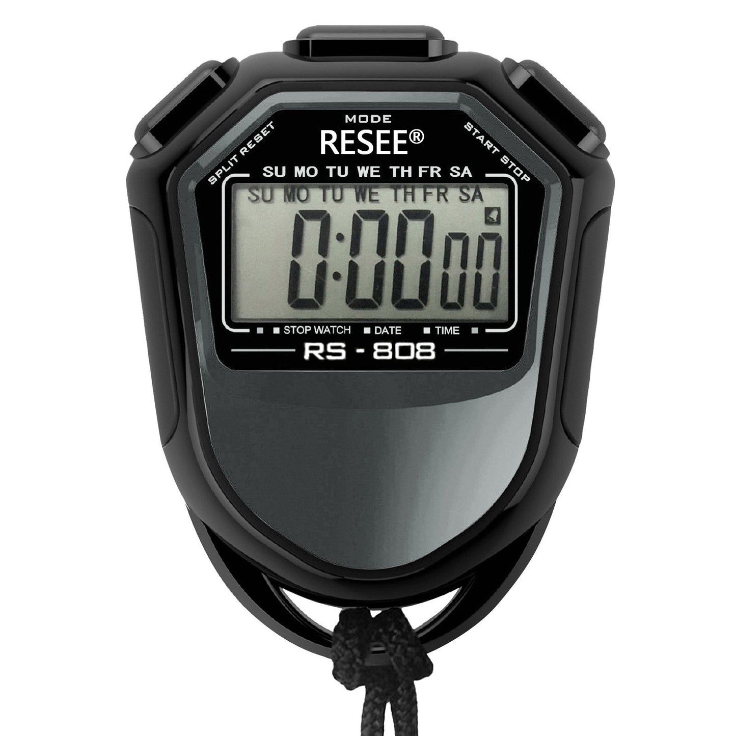RESEE RS-808 Handheld Stopwatch LCD Screen Timer Swimming Running Sports Chronograph Counter with Lanyard