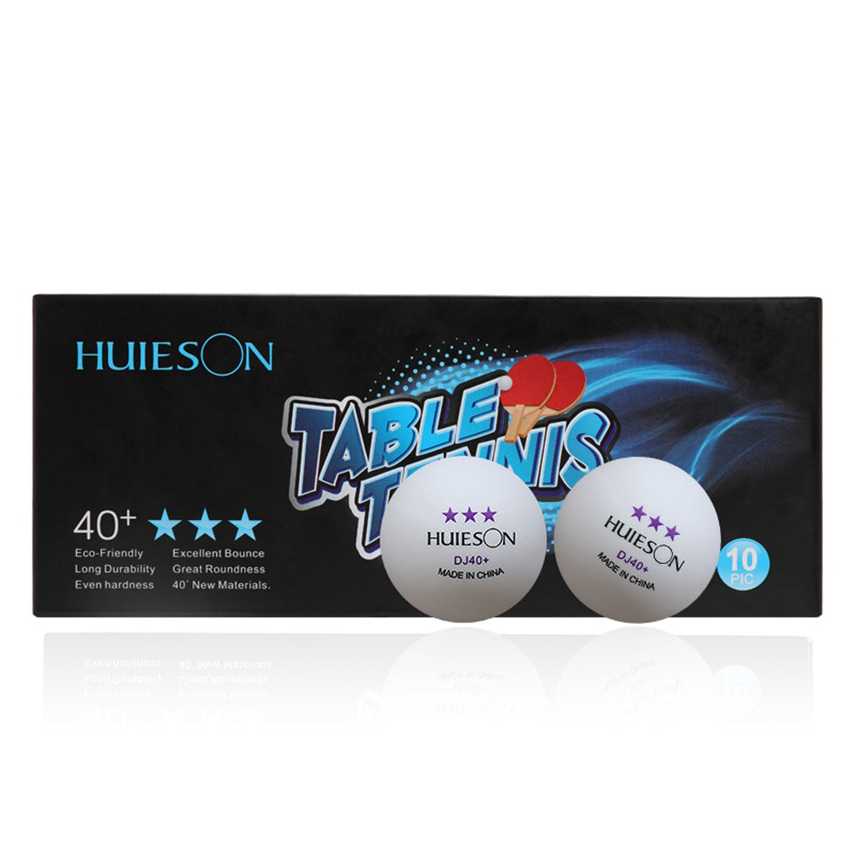 Uniqkart 10Pcs / Set Three Star DJ40+ Table Tennis Balls Lightweight Non-flammable Ping Pong Ball for Training - Yellow