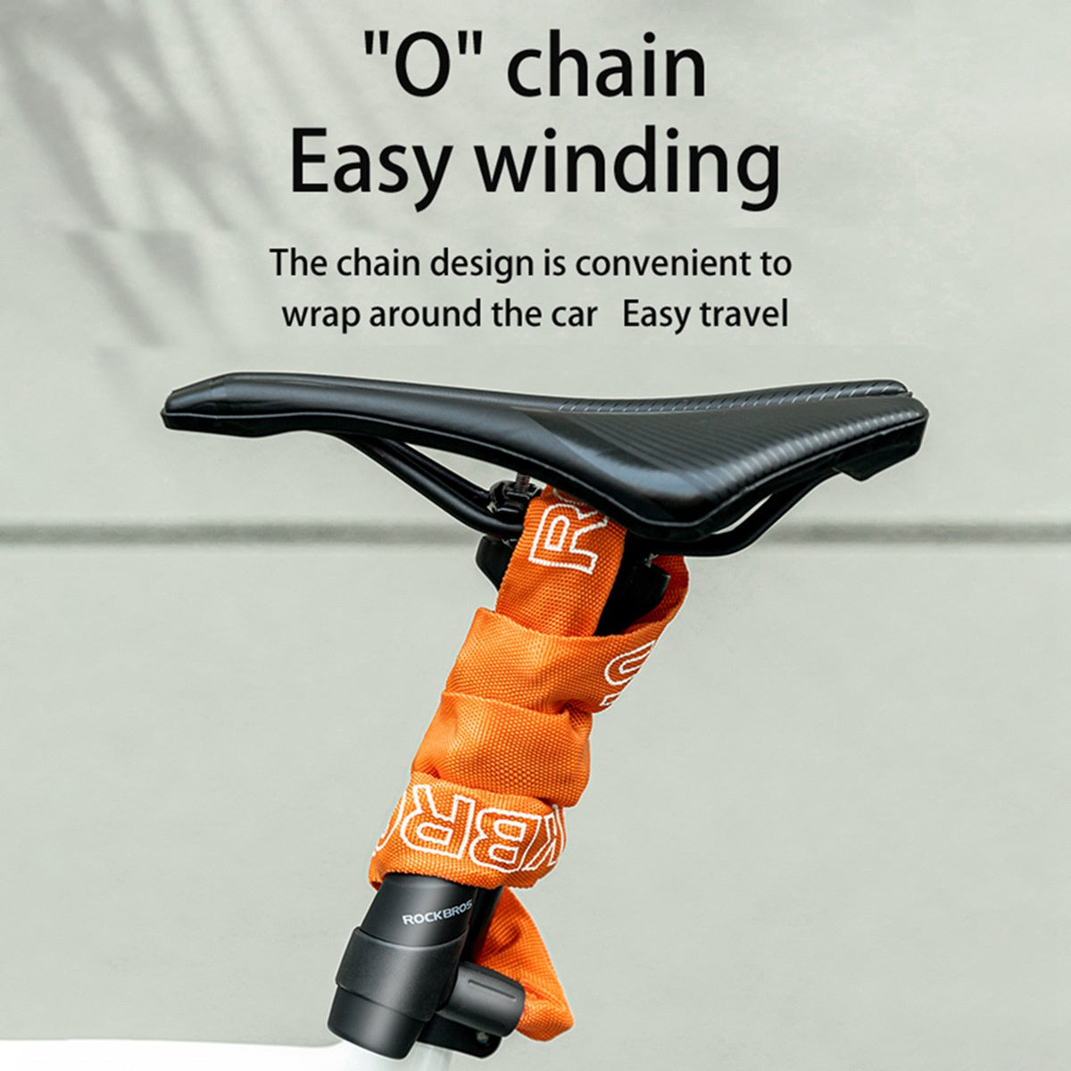 ROCKBROS Bicycle Chain Locks E-Bike Locks Heavy Duty Anti-Theft Bicycle Chain Lock with Keys Lock Chain for Motorcycle, MTB, Door, Gate, Fence, Grill (702 Key Version) - Orange