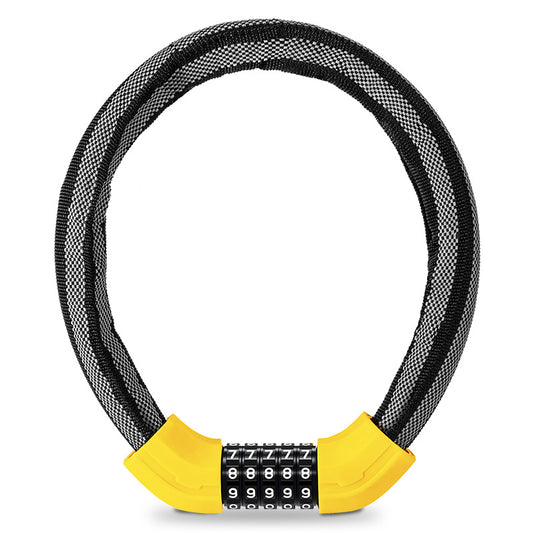 Rockbros 3220001001 Reflective 5 Digit Password Bicycle Lock Thicken Steel Cable Anti-theft Bike Code Lock - Yellow