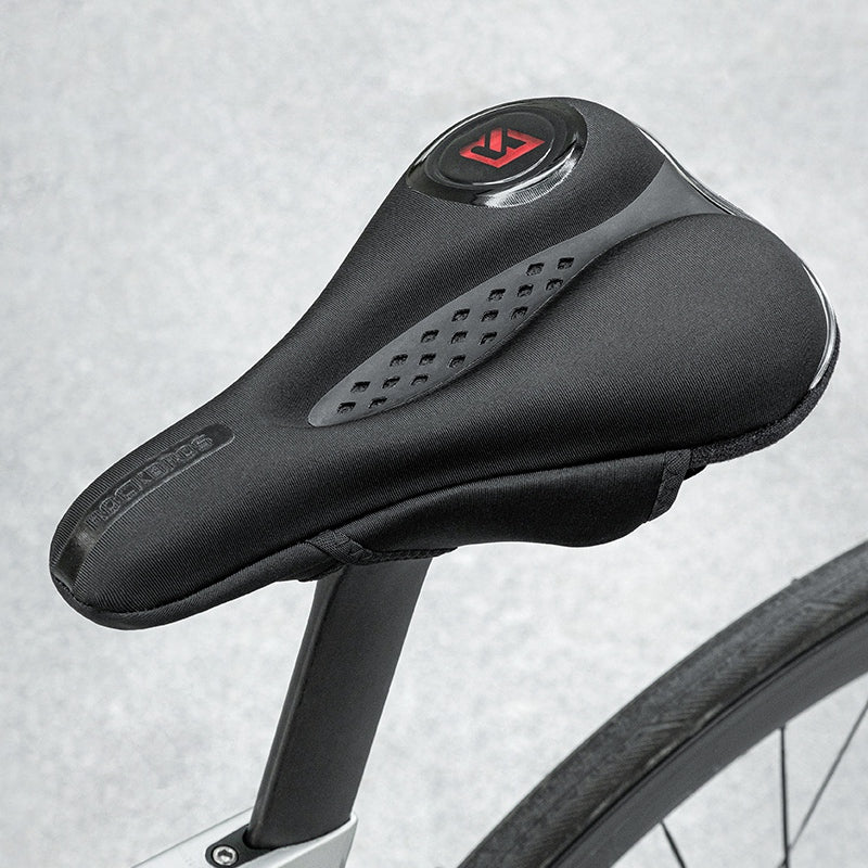 Rockbros LF0244 Reflective Strips Road Bike Saddle Memory Foam Seat Cushion Cycling Saddle with Rain Cover
