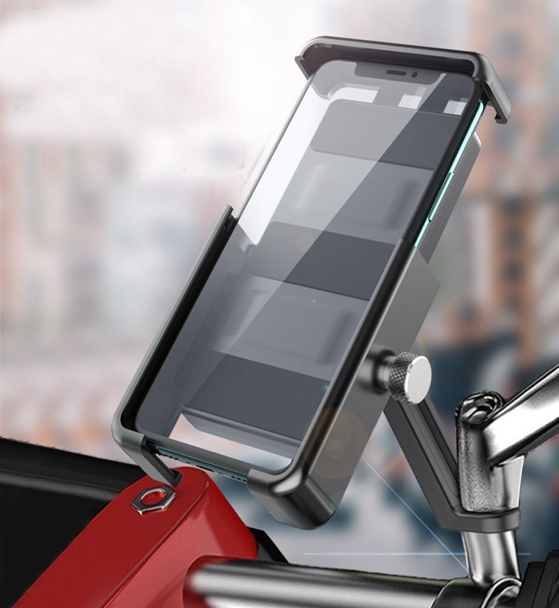 QX-21 Motorcycle E-Bike Bicycle Phone Stand Handlebar / Rear Mirror Mount Rotatable Phone Holder Bracket