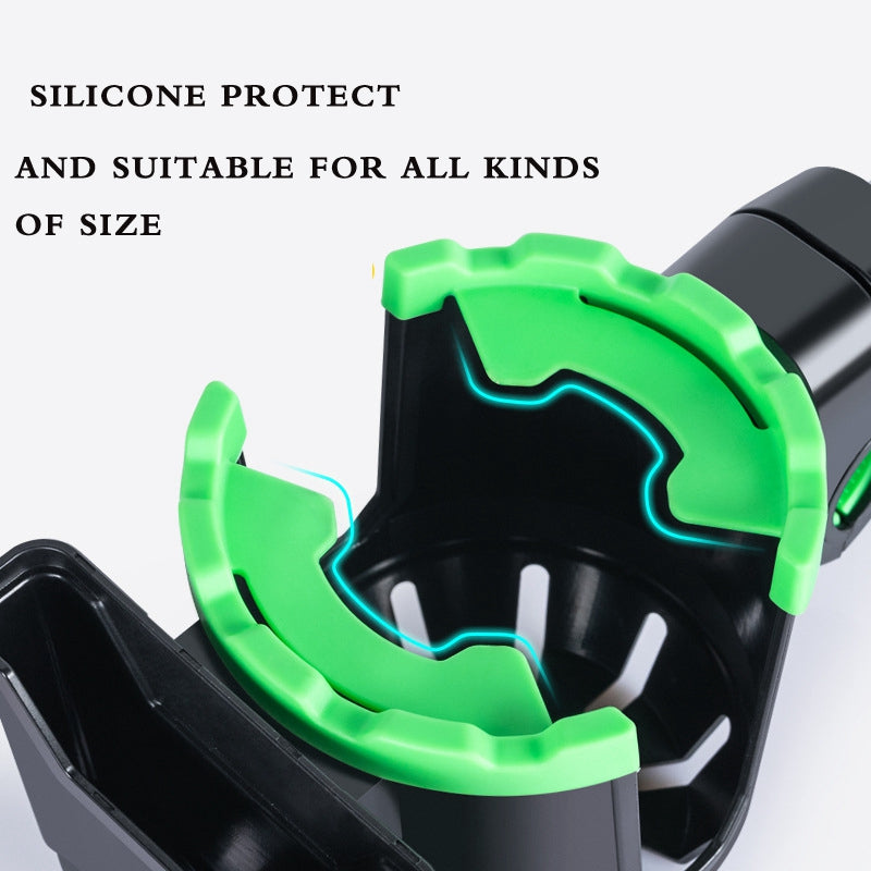 2-in-1 Bottle Cup Holder Cell Phone Holder Organizer Cycling Accessories for Bike Handlebar - All Black