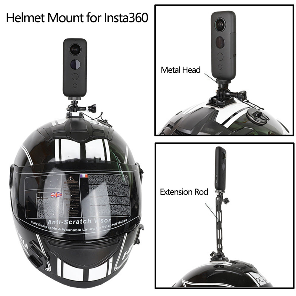 Uniqkart for Insta360 Action Camera Aluminum Alloy Helmet Bracket Mount Set with Extension Arm
