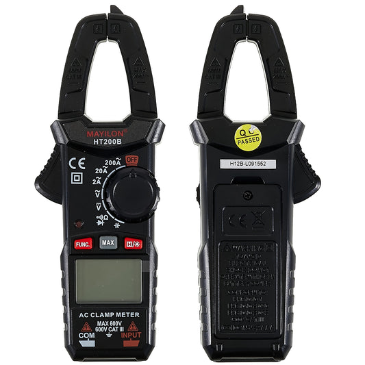 MAYILON HT200B Digital Clamp Meter Amperometric Voltmeter Ammeter Tester Pliers Counts Transistor Test Lead (No Battery)