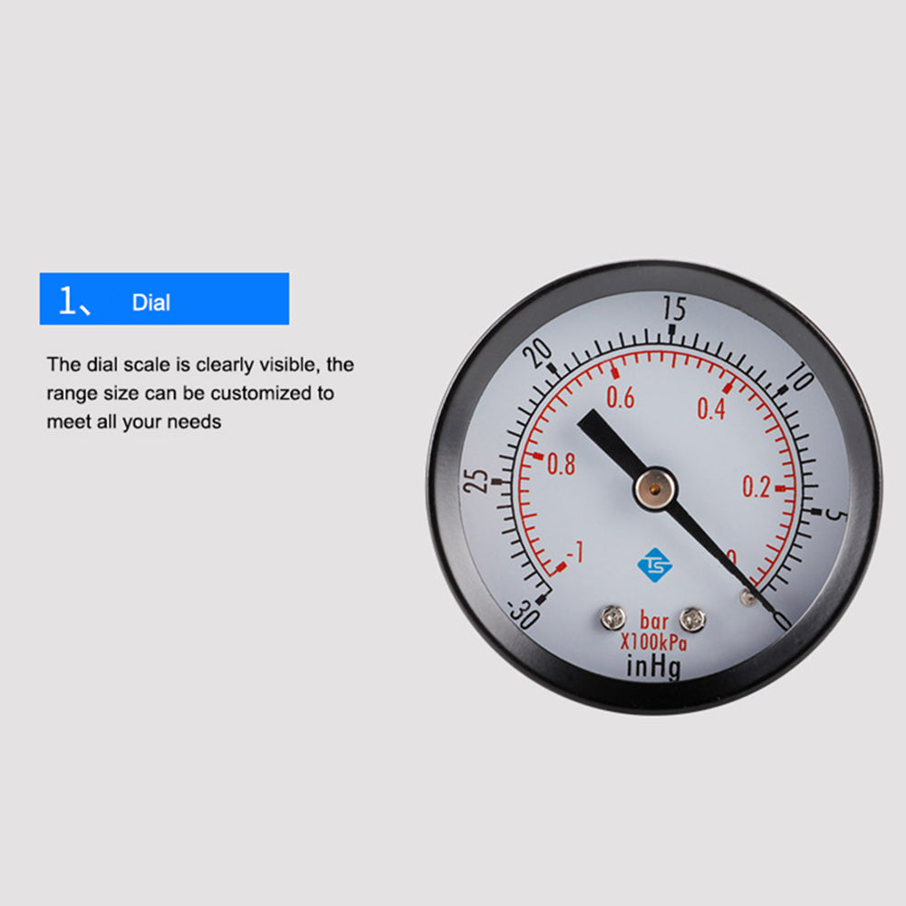 TS TS-Z250A Double Scale Vacuum Mini Shockproof Pressure Gauge for Air / Water / Oil / Gas