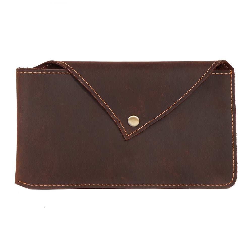 6546 Top Layer Cowhide Outdoor Tactical Sports Phone Waist Pouch Belt Hanging Bag - Coffee