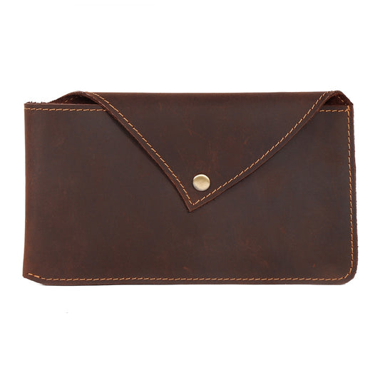 6546 Top Layer Cowhide Outdoor Tactical Sports Phone Waist Pouch Belt Hanging Bag - Coffee