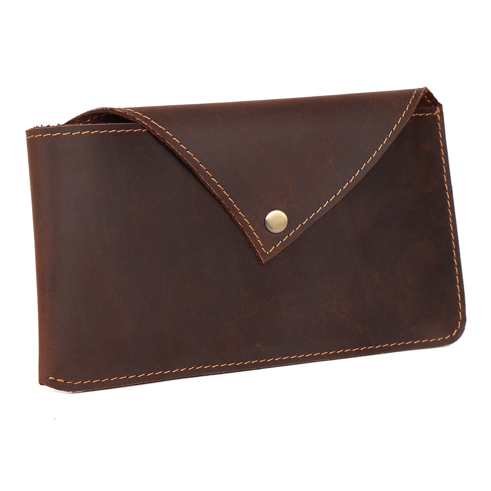 6546 Top Layer Cowhide Outdoor Tactical Sports Phone Waist Pouch Belt Hanging Bag - Coffee
