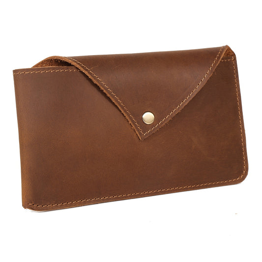 6546 Top Layer Cowhide Outdoor Tactical Sports Phone Waist Pouch Belt Hanging Bag - Brown