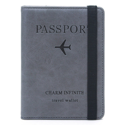 Y1643 Portable Travel RFID Blocking Passport Storage Bag PU Leather Credit Cards Cash Holder Bag - Grey