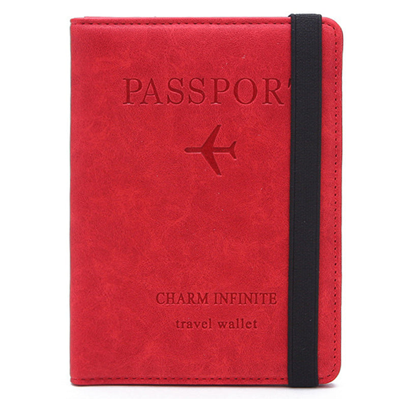 Y1643 Portable Travel RFID Blocking Passport Storage Bag PU Leather Credit Cards Cash Holder Bag - Red