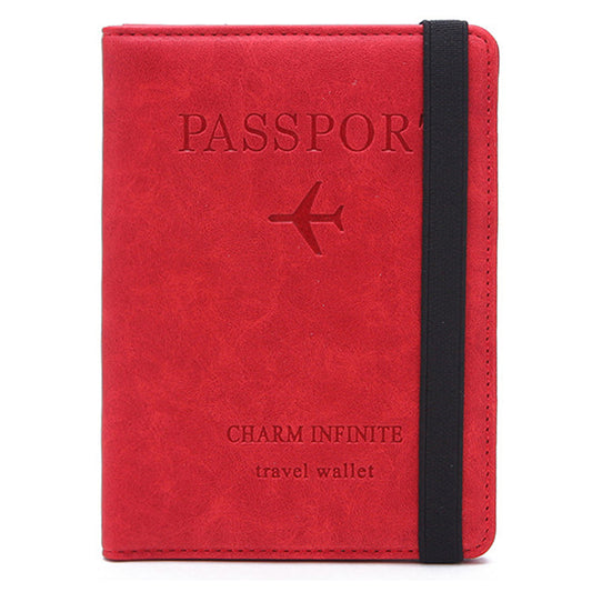 Y1643 Portable Travel RFID Blocking Passport Storage Bag PU Leather Credit Cards Cash Holder Bag - Red