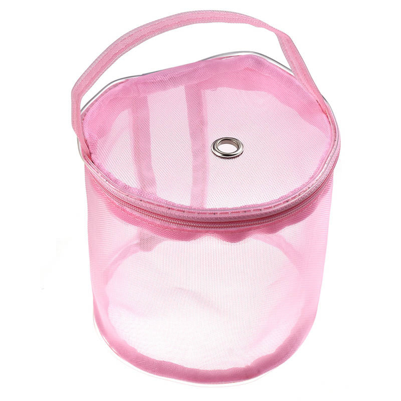 AC044 Small Size DIY Hand-Knitted Tool Yarn Storage Organizer Sewing Accessories Zipper Closure Yarn Mesh Bag Thread Storage Case - Pink