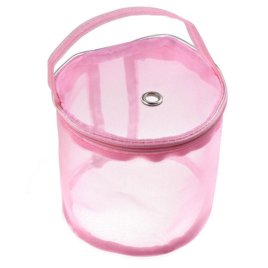 AC044 Small Size DIY Hand-Knitted Tool Yarn Storage Organizer Sewing Accessories Zipper Closure Yarn Mesh Bag Thread Storage Case - Pink