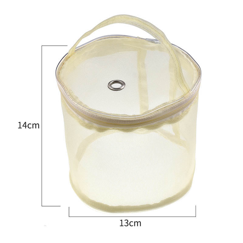 AC044 Small Size DIY Hand-Knitted Tool Yarn Storage Organizer Sewing Accessories Zipper Closure Yarn Mesh Bag Thread Storage Case - Beige