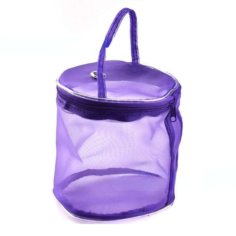 AC044 Small Size DIY Hand-Knitted Tool Yarn Storage Organizer Sewing Accessories Zipper Closure Yarn Mesh Bag Thread Storage Case - Purple