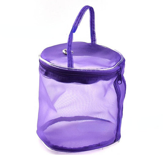 AC044 Small Size DIY Hand-Knitted Tool Yarn Storage Organizer Sewing Accessories Zipper Closure Yarn Mesh Bag Thread Storage Case - Purple