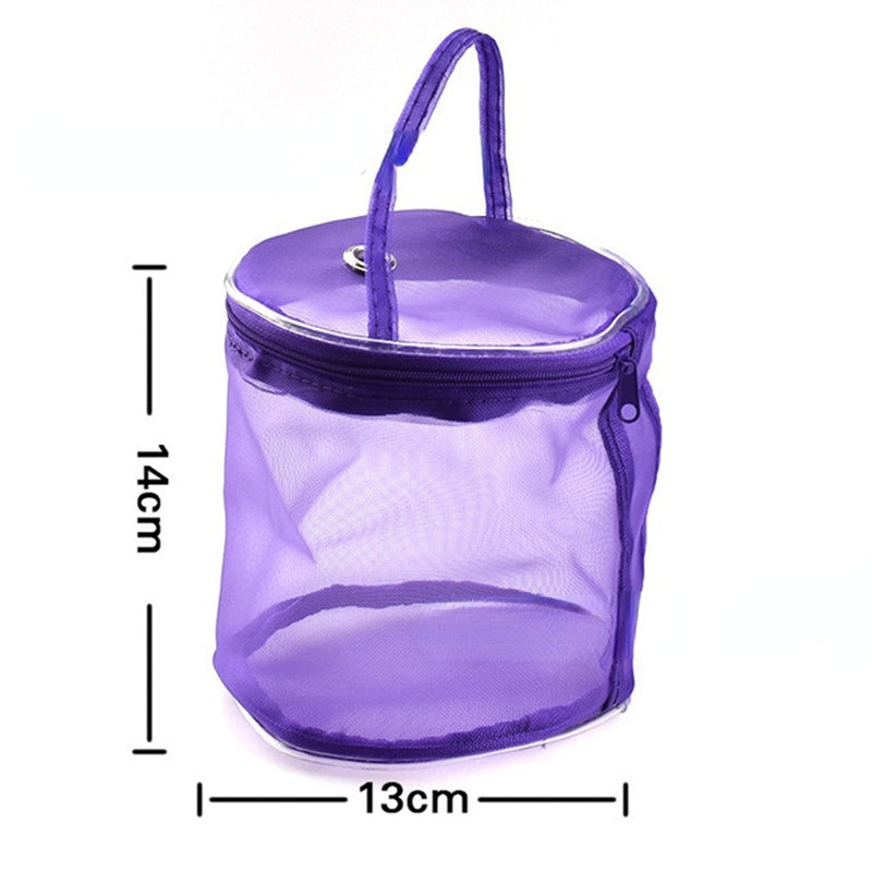 AC044 Small Size DIY Hand-Knitted Tool Yarn Storage Organizer Sewing Accessories Zipper Closure Yarn Mesh Bag Thread Storage Case - Purple