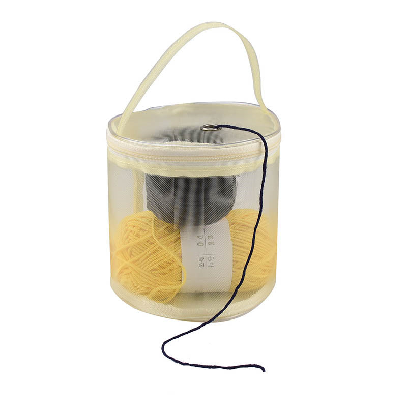 AC044 Small Size DIY Hand-Knitted Tool Yarn Storage Organizer Sewing Accessories Zipper Closure Yarn Mesh Bag Thread Storage Case - Purple