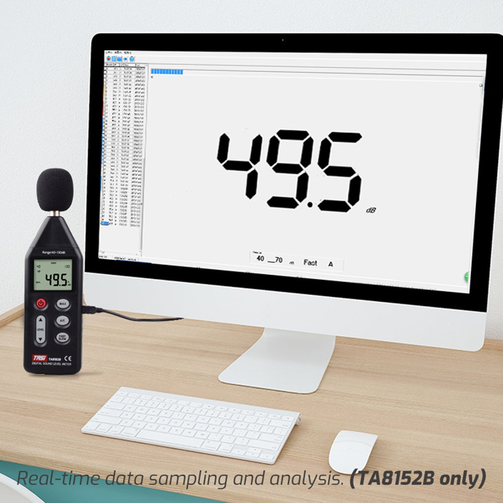 TASI TA8152B LCD Display Digital Sound Level Meter Audio Detector Noise Volume Decibel Tester Support Computer Connection