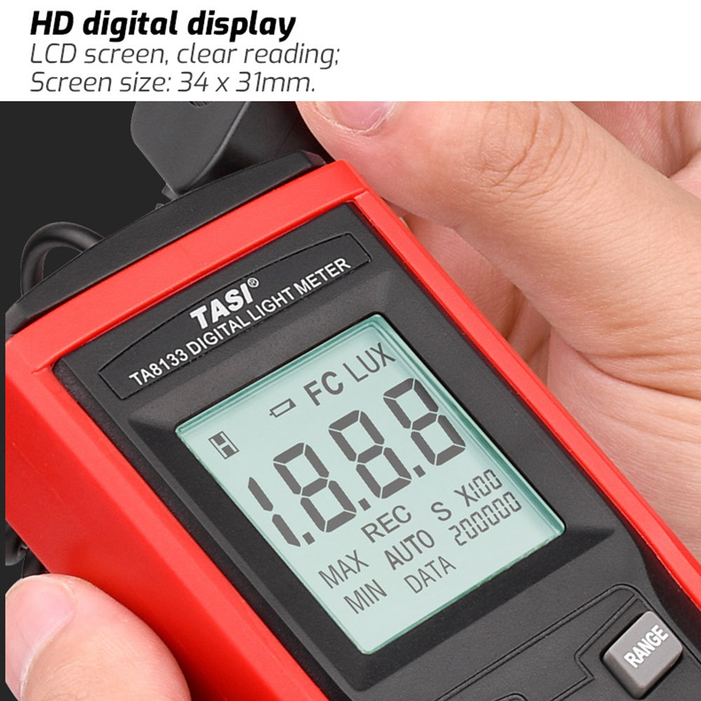 TASI TA8133 High Precision Light Meter 0.1-200000 Lux Digital Luxmeter Integrated Illuminometer Photometer Tester