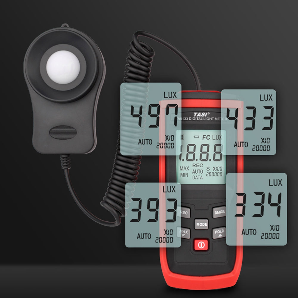 TASI TA8133 High Precision Light Meter 0.1-200000 Lux Digital Luxmeter Integrated Illuminometer Photometer Tester