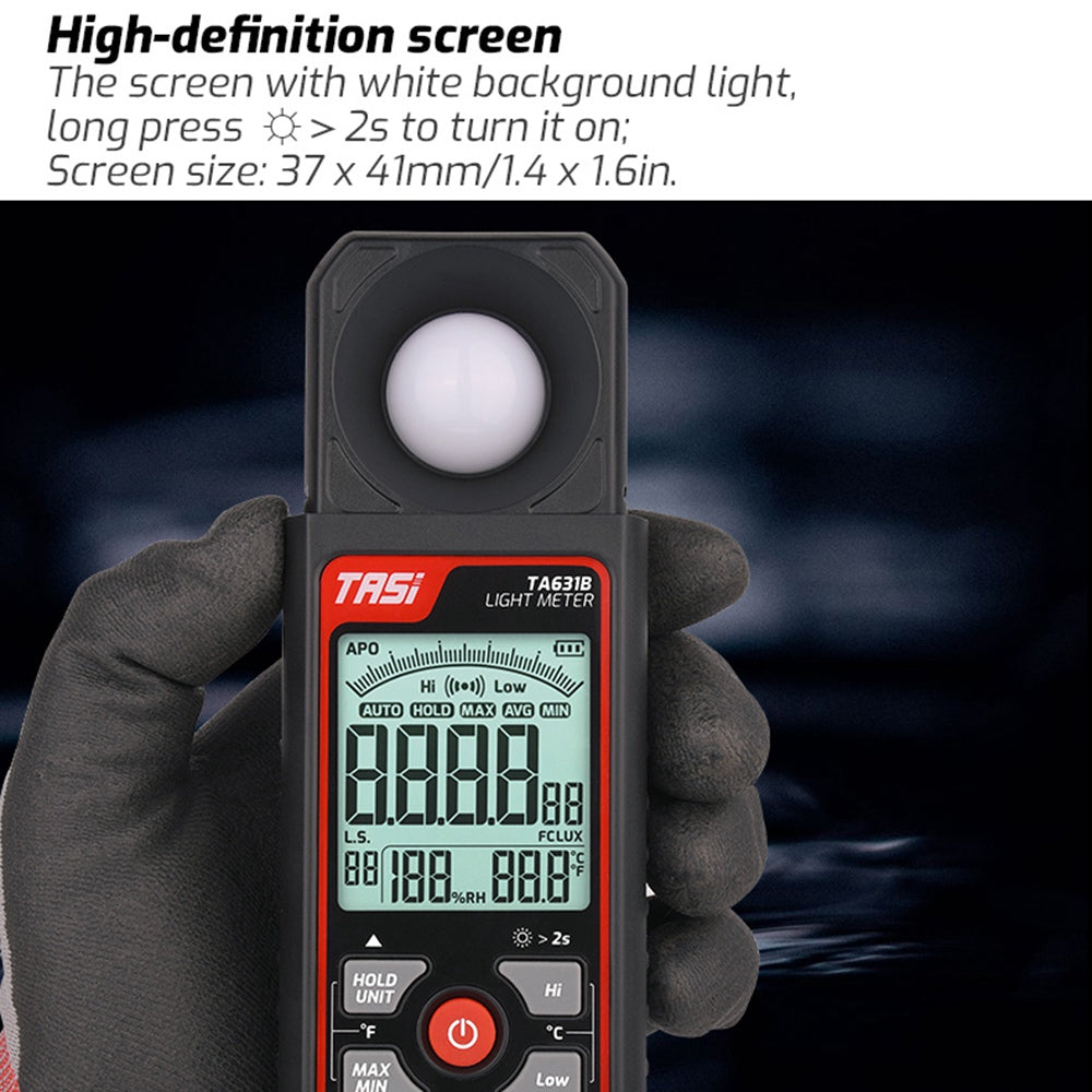 TASI TA631B Digital Light Meter Photography Luxmeter 0.1-300000LUX Illuminometer Lux / FC Measure Photometer Tester