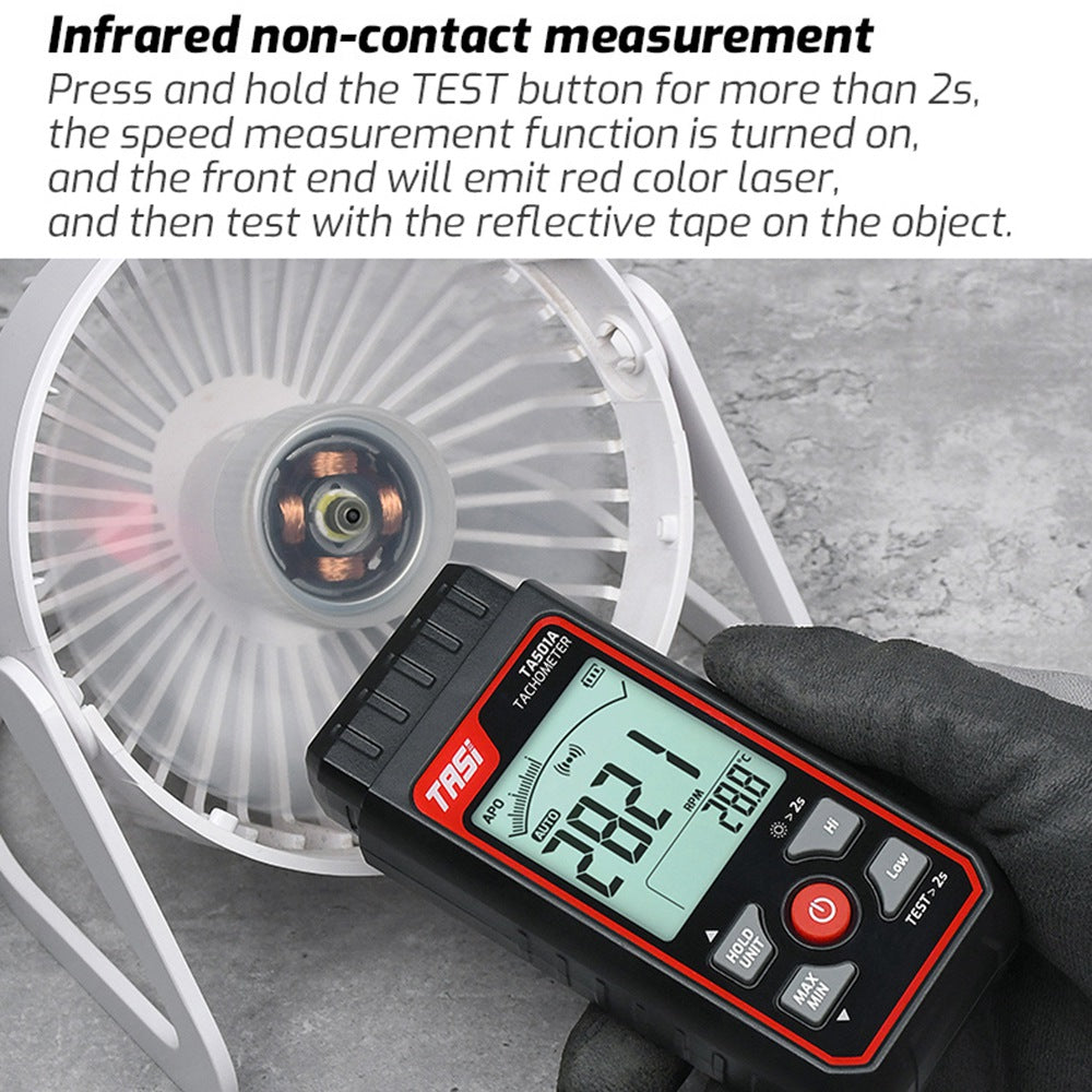 TASI TA501A Handheld Digital Tachometer 2.5-99999RPM Non-contact Rotation Speed Meter for Motors Fans