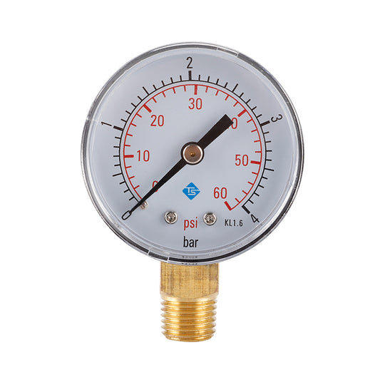 TS-50-4bar 50mm Manometer 0-60psi  /  0-4bar Dual Scale Water Pressure Dial 1 / 4 NPT Hydraulic Pressure Gauge
