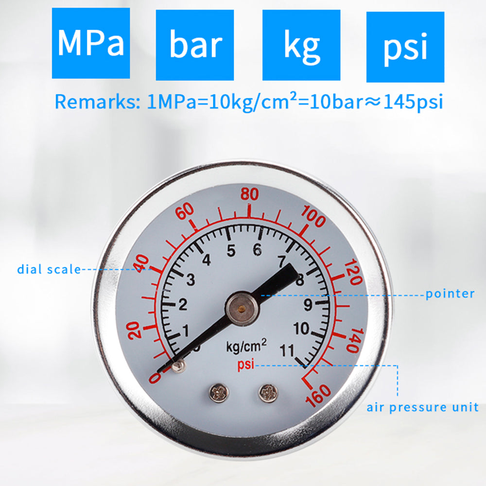 TS-40-160Psi 0-160psi  /  0-11bar Stainless Steel Pressure Gauge Manometer 1 / 8 NPT Bottom Mount Water Oil Air Pressure Meter