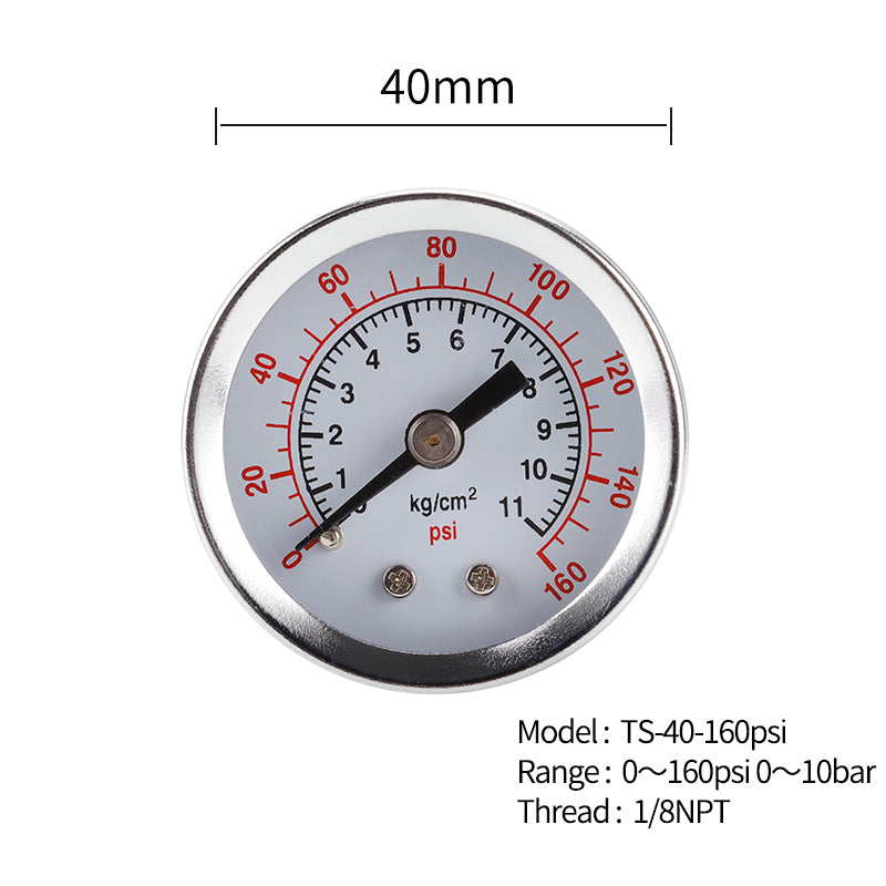 TS-40-160Psi 0-160psi  /  0-11bar Stainless Steel Pressure Gauge Manometer 1 / 8 NPT Bottom Mount Water Oil Air Pressure Meter