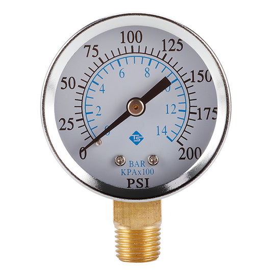 TS-50-14 1 / 4inch NPT Bottom Mount Pressure Gauge Dual Scale Water Pressure Gauge 0-200 PSI Test Range Oil Pressure Gauge