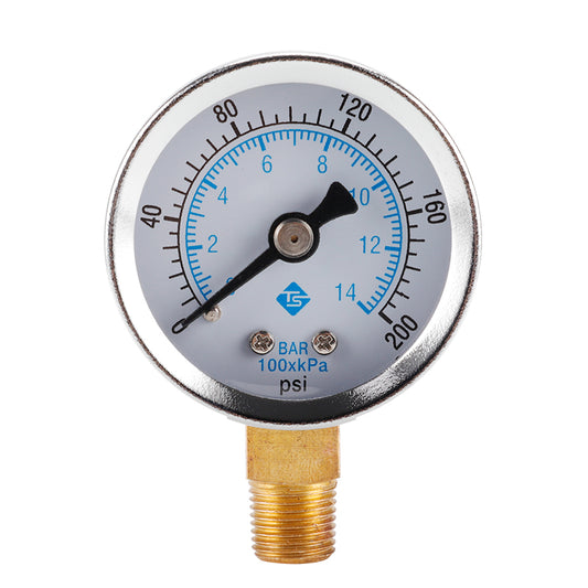 TS-40-14bar Water Oil Pressure Gauge 0-200 PSI Test Range Pressure Gauge Dual Scale Gas Pressure Gauge with 1 / 8inch NPT Bottom Mount