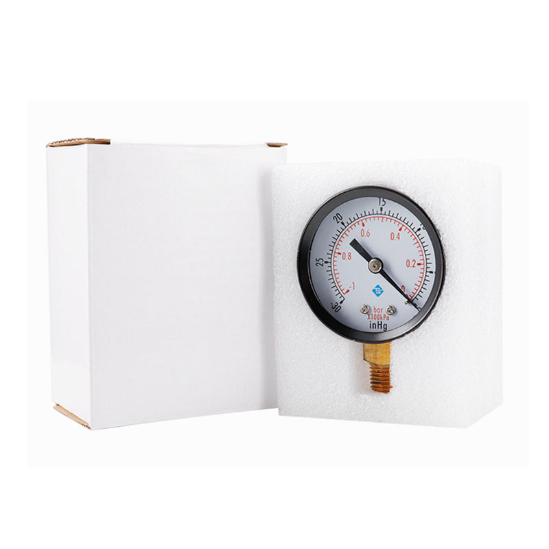 TS-50-1+1 Instrument 1 / 4inch BSPT Thread Mount Gas Water Pressure Gauge Stainless Steel Case Dry Vacuum -30inHg / 0