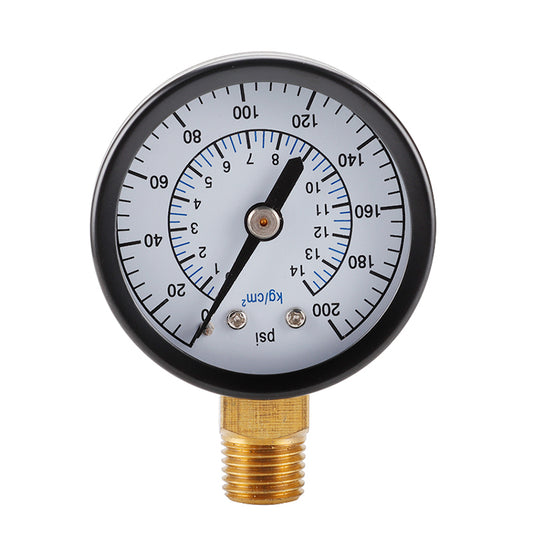 TS-50-14kg / cm2 50mm Dial Gas Pressure Gauge Stainless Steel Dual Scale Oil Water Pressure Gauge with 1 / 4inch NPT Mount