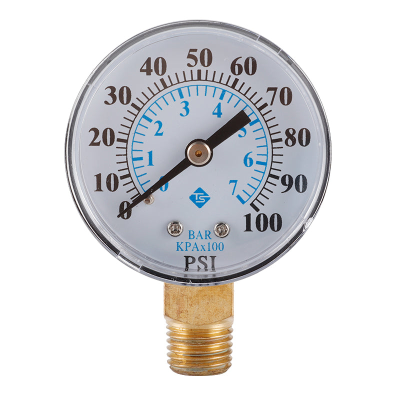 TS-Z54 0-100 PSI / 0-7 Bar Dual Scale Pressure Gauge Pool Filter Aquarium Water Air Gas Pressure Gauge Meter 1 / 4 NPT Bottom Mount