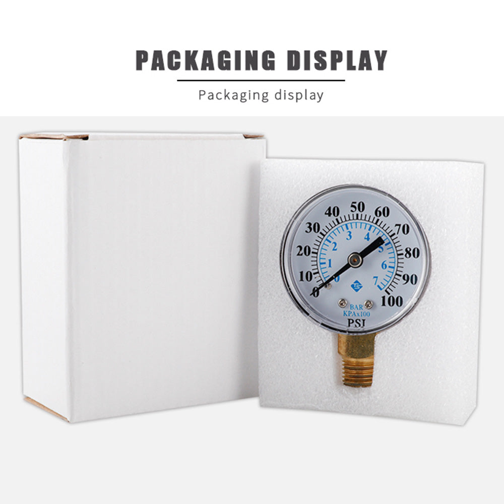 TS-Z54 0-100 PSI / 0-7 Bar Dual Scale Pressure Gauge Pool Filter Aquarium Water Air Gas Pressure Gauge Meter 1 / 4 NPT Bottom Mount