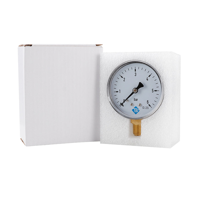 TS-60-6 60mm Large Dial Pressure Gauge 0-6 Bar Water / Gas / Air Pressure Gauge Compressor 1 / 4inch NPT Bottom Mount