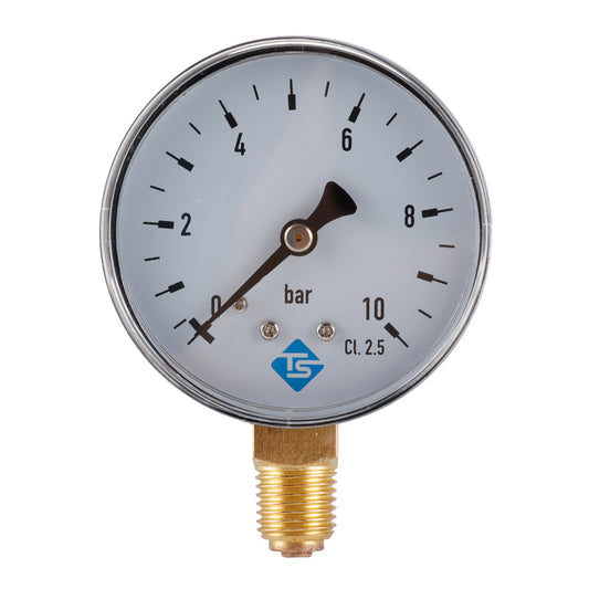 TS-60-10bar 60mm Dial Pressure Gauge 0-10 Bar Water  /  Gas  /  Air Pressure Measurement Tool with 1  /  4 NPT Bottom Mount
