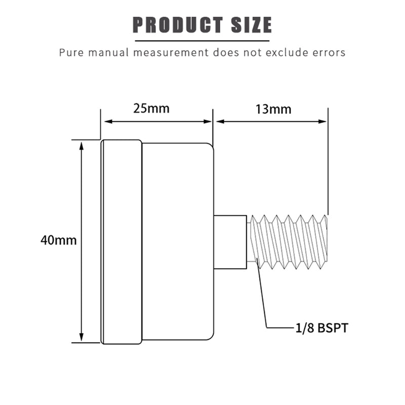 TS-YZ40Z8-30inhg High Precision Water Pressure Gauge Vacuum Gas Oil Pressure Gauge with Dual Scale -30-0 inHg  /  -1-0 Bar
