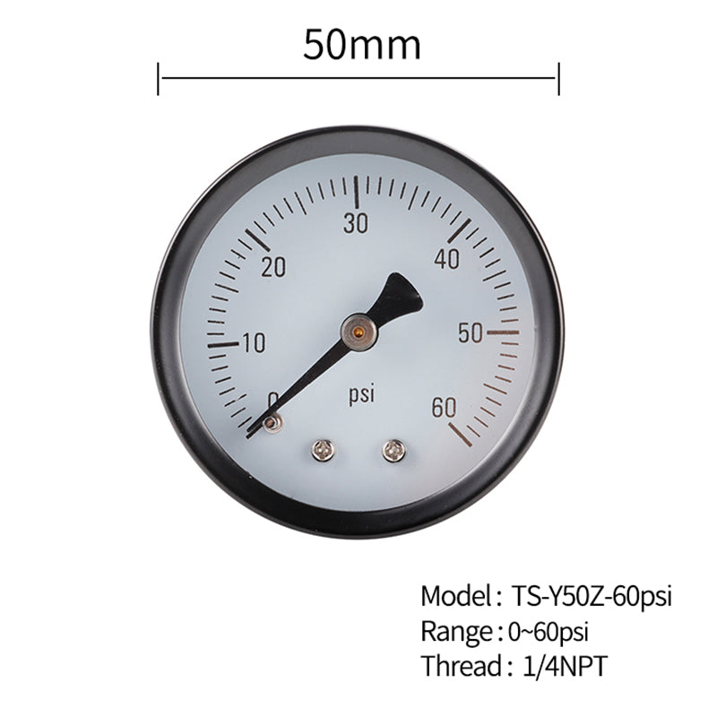 TS-Y50Z-60psi Vacuum Pressure Gauge 0-60 PSI Water Gas Air Pressure Gauge Compressor 1 / 4inch NPT Bottom Mount