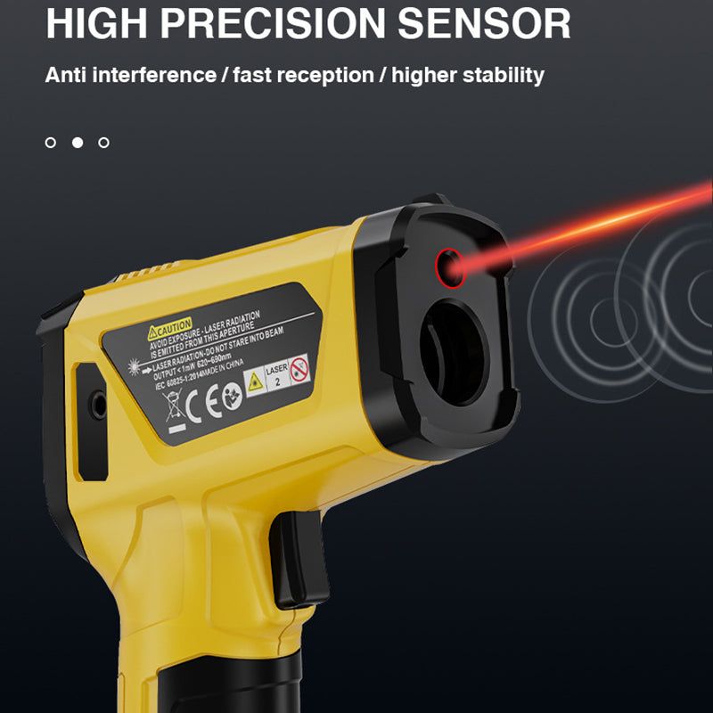 Uniqkart 800B Infrared Temperature Measuring Device High-Precision Industrial Thermometer Handheld Thermometer with 12-Point Laser Positioning
