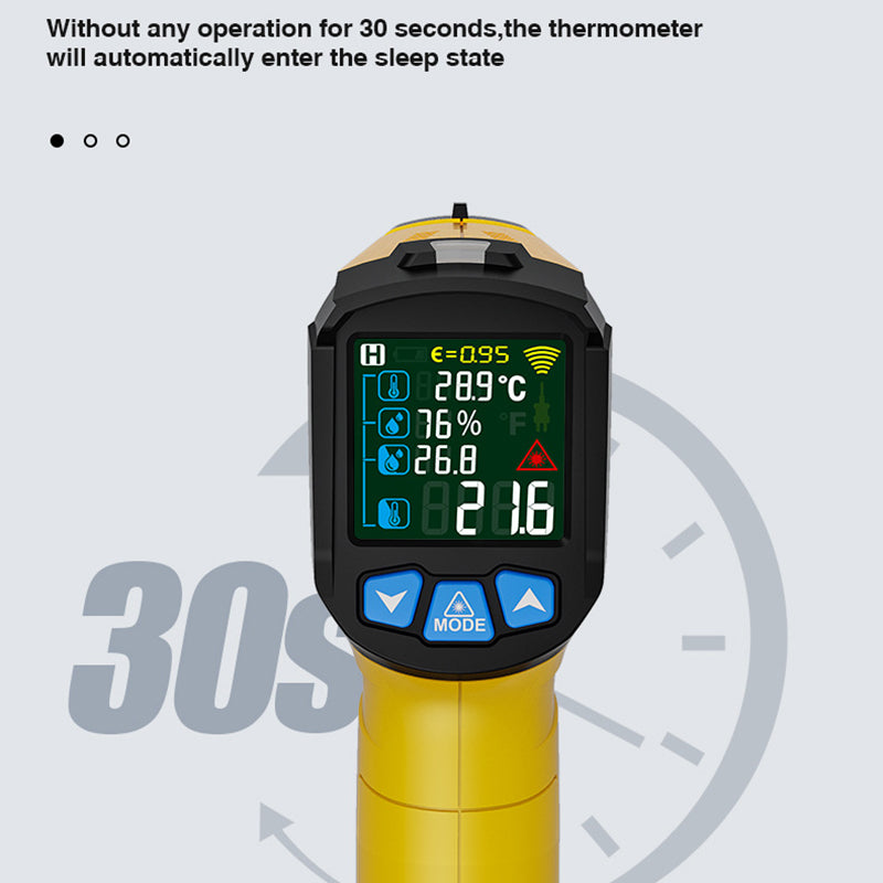 Uniqkart 800B Infrared Temperature Measuring Device High-Precision Industrial Thermometer Handheld Thermometer with 12-Point Laser Positioning