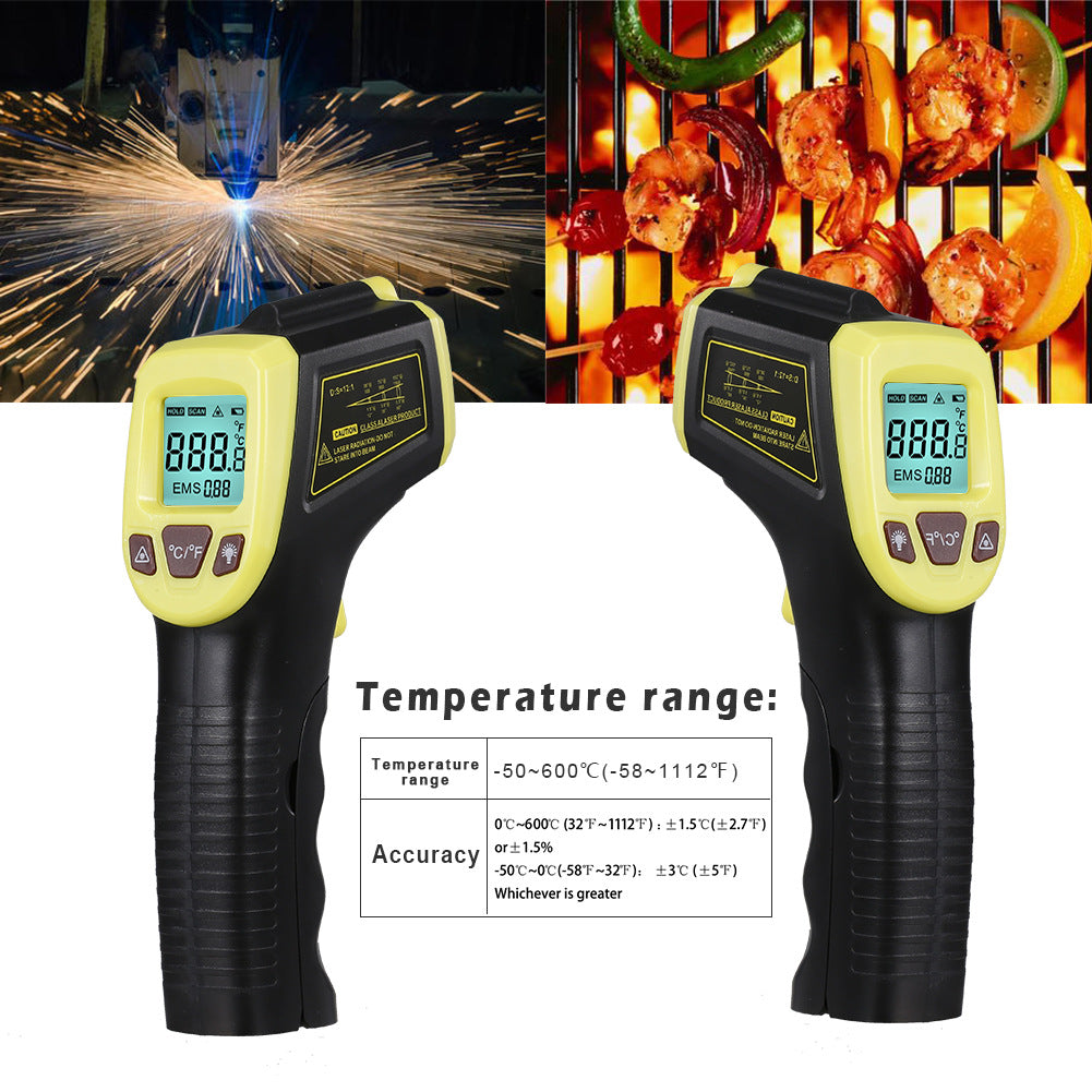 GM320S Non-contact Handheld Industrial Infrared Thermometer High Precision LCD Display Backlit Temperature Tester - Yellow