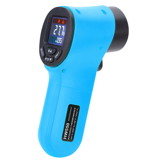 HW550 Digital LCD Infrared Thermometer Non-Contact Laser Industrial Pyrometer Temperature Gun - Blue