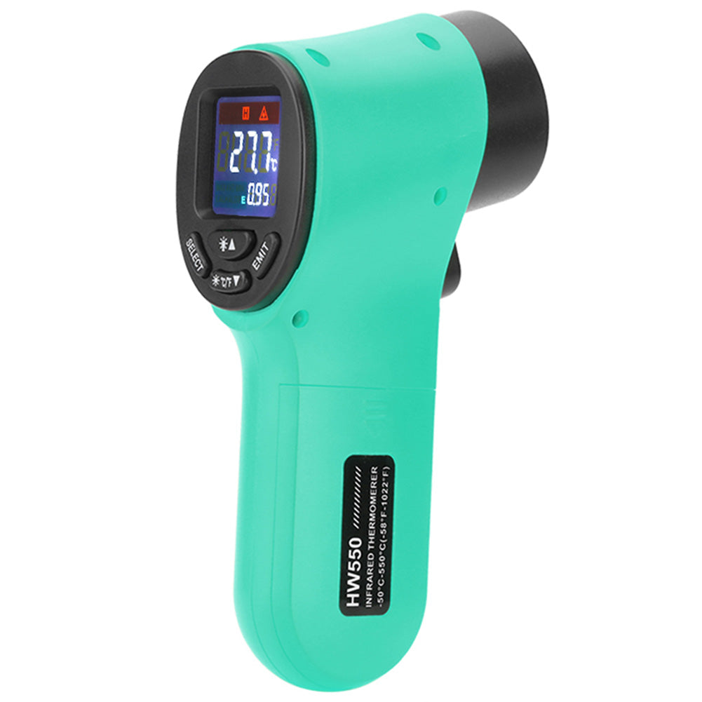 HW550 Digital LCD Infrared Thermometer Non-Contact Laser Industrial Pyrometer Temperature Gun - Green