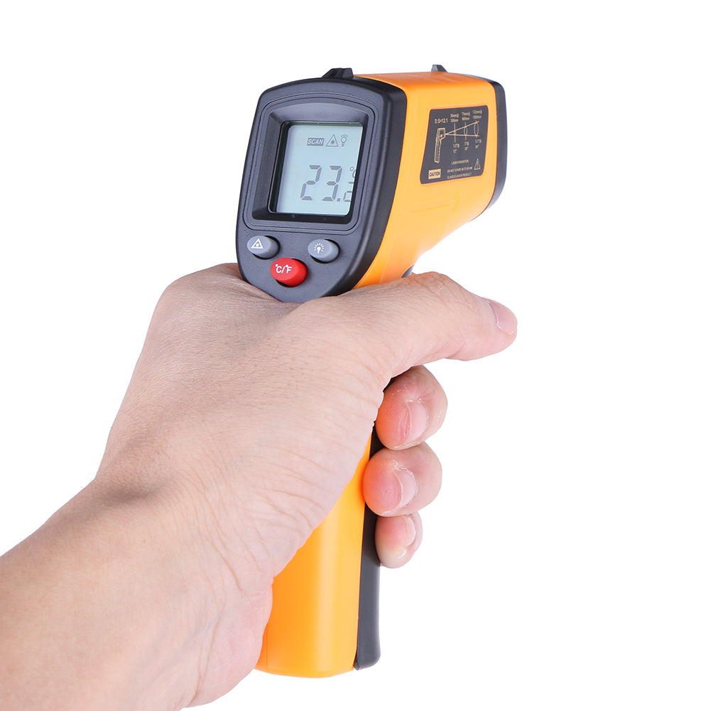 GM320 Digital Infrared Thermometer Non Contact Pyrometer IR Laser Point Gun with Backlight - Yellow